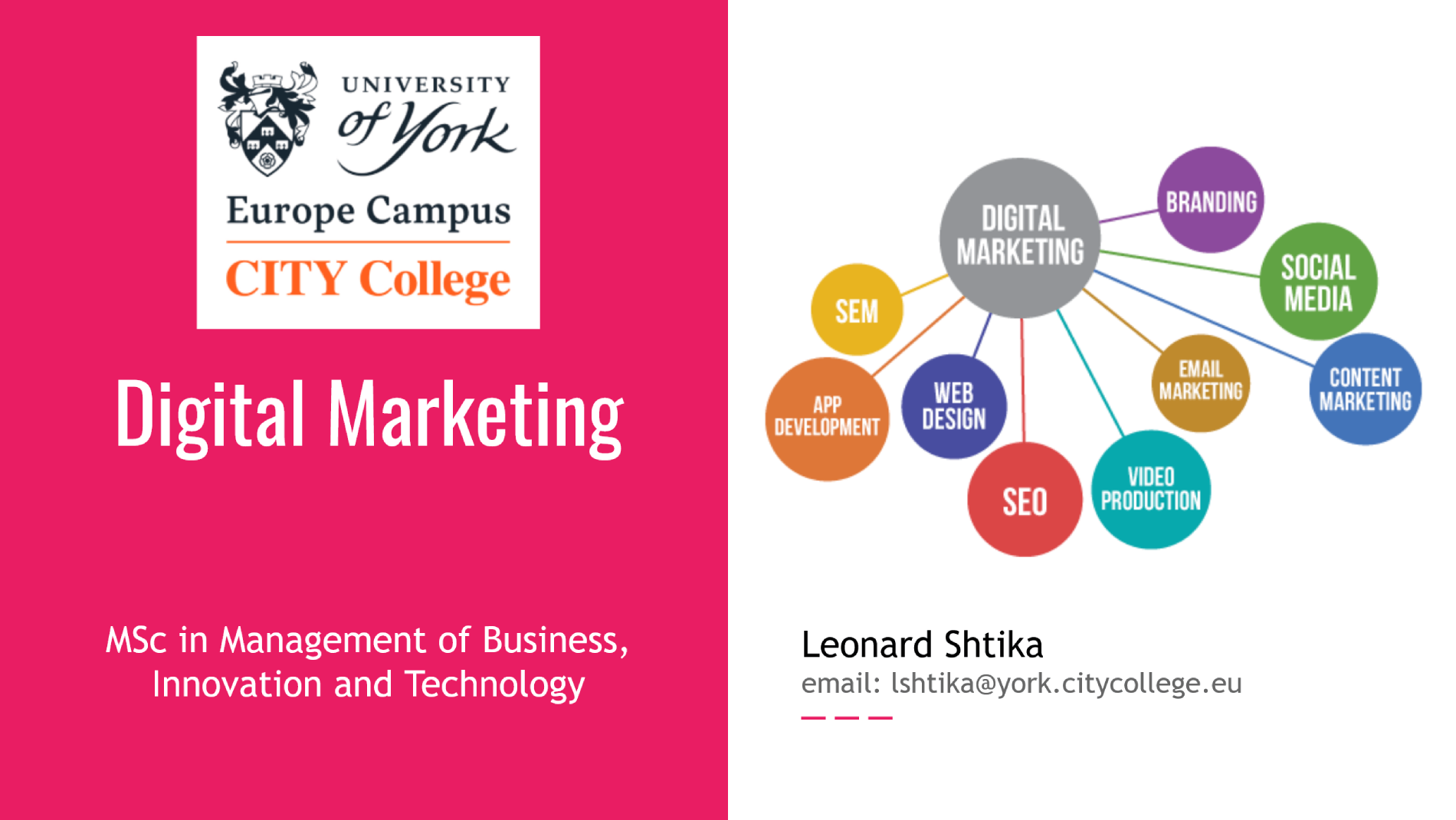 Digital Marketing - Lecturer: Leonard Shtika - MSc in Management of Business, Innovation and Technology